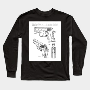 Sig Sauer Pistol Patent - Firearm Enthusiast Gun Lover Art - White Long Sleeve T-Shirt